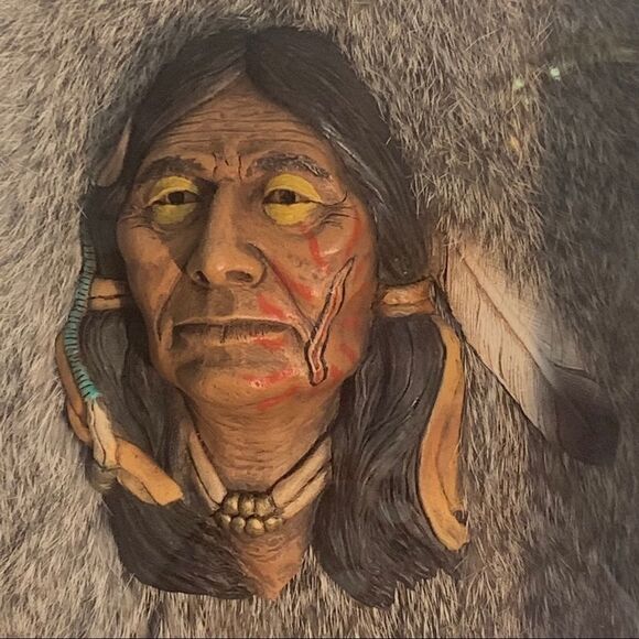 Neil Rose Native American Ceramic Sculpture Shadowbox “Grey Owl” - Picture 2 of 13